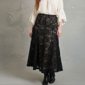 Y2K Black Lace Whimsigoth Maxi Skirt Medium Witchy